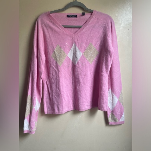 CASHMERE Valerie Stevens V neck y2k sweater size L preppy academia mean girls - Picture 1 of 8
